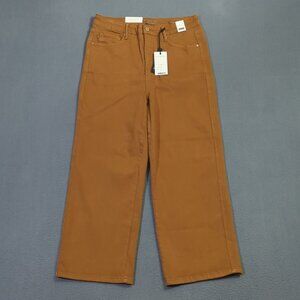 Judy Blue Jeans Womens 30 Brown Wide Leg Crop High Rise Control Top Garment Dyed